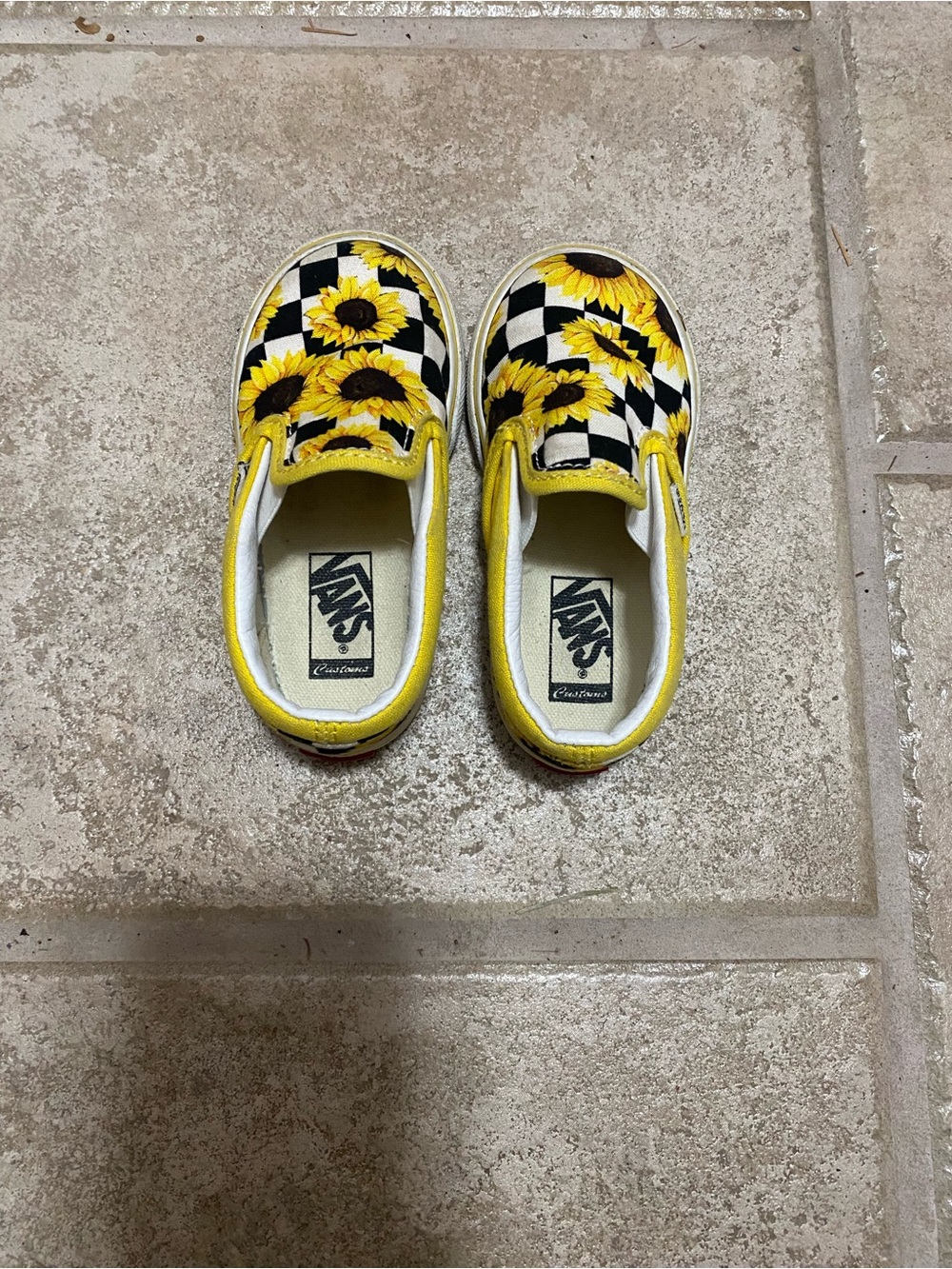 Vans Kids Slip-On Sunflower Checkerboard Sneakers - Yellow & Black